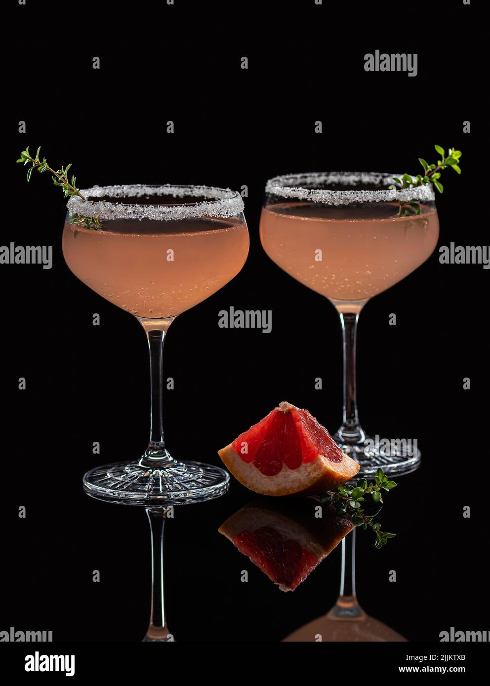 Food photography of pink drink, grapefruit, soda,cocktail Stock Photo