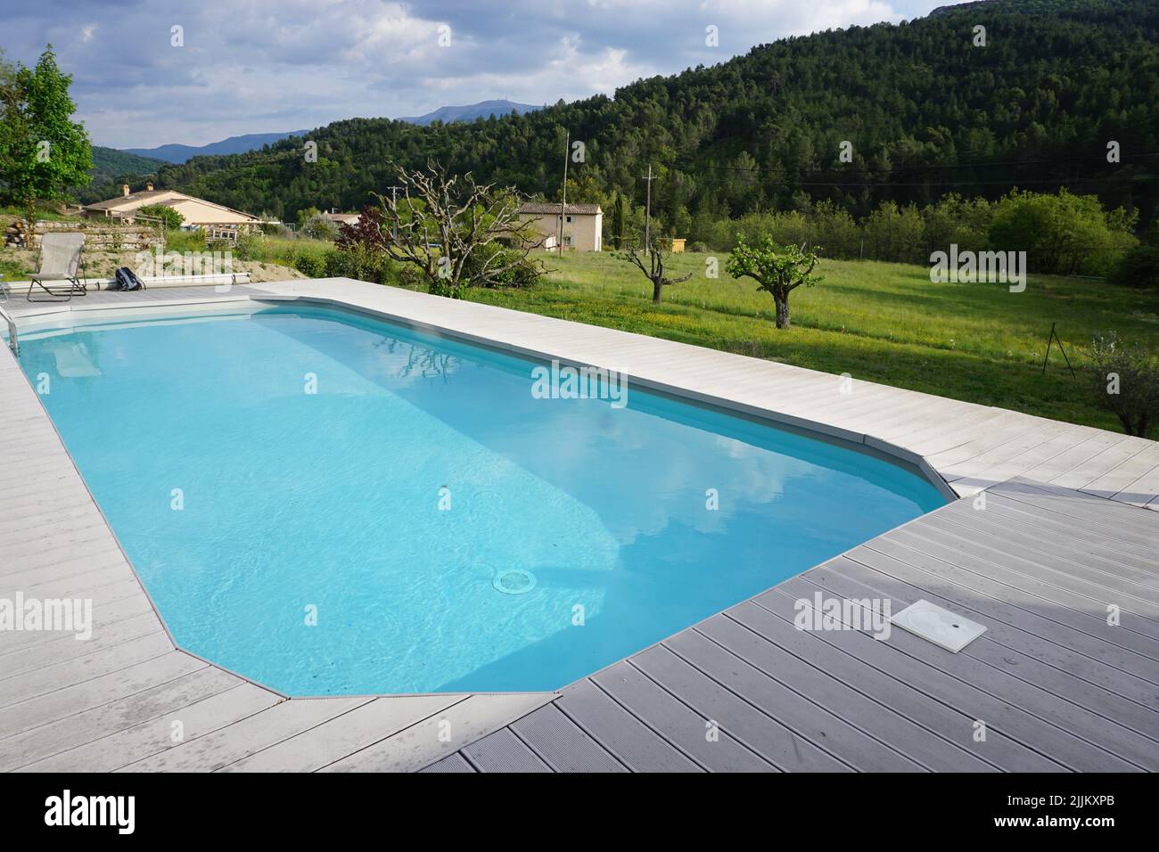 swimming pool in the mountains of buis les barronnies, france Stock Photo