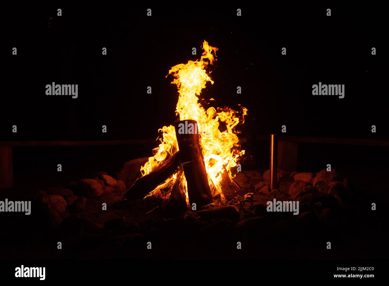 Flames Of Fire And Sparks Isolated On Black Background. Magic Fiery ...
