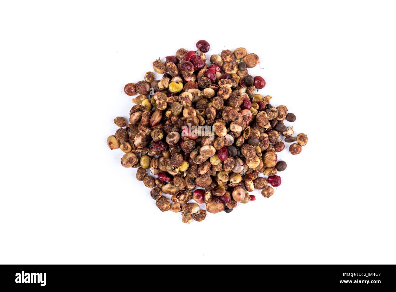 Whole dried sumac berries top down view isolated over white Stock Photo