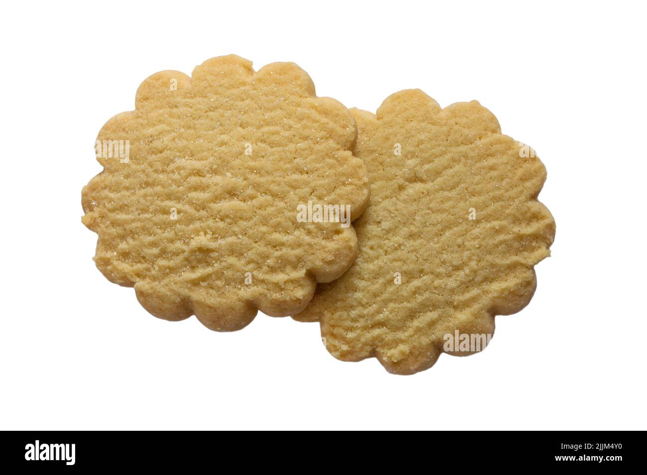 Stag Stornoway Butter Shortbread product of Scotland isolated on white background - two 2 shortbreads Stock Photo