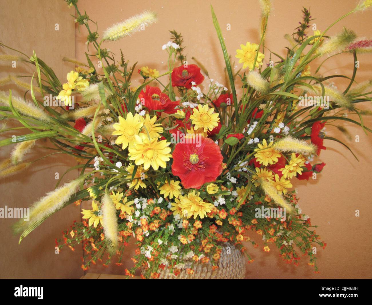 A bouquet of inanimate flowers collected for the interior Stock Photo