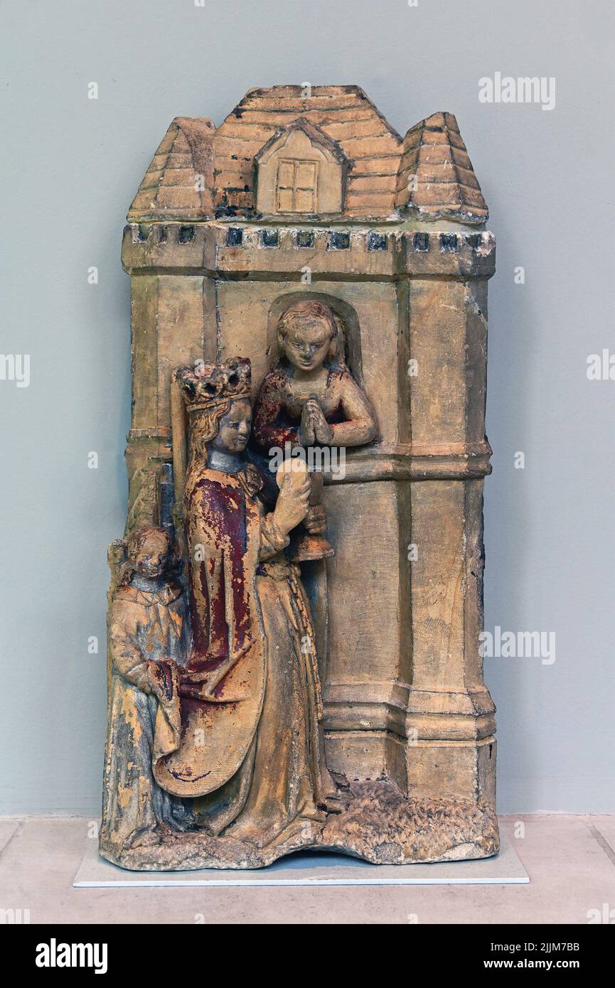 Saint Barbara 1500-30. Boxwood. Possibly made in Utrecht or Maastricht, the Netherlands. The Burrell Collection, Glasgow, Scotland, United Kingdom. Stock Photo