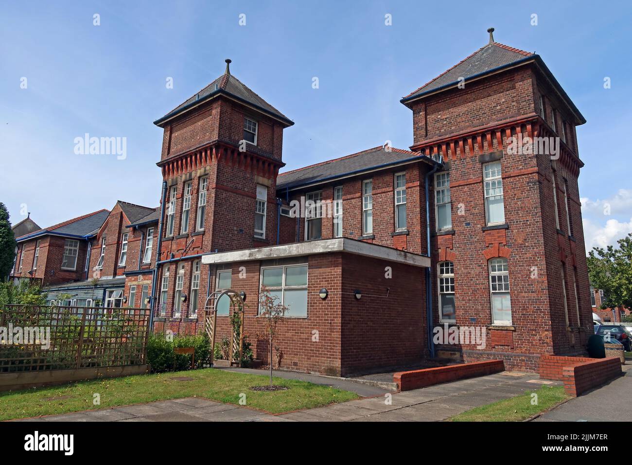 Original part of Warrington NHS hospital, Lovely Lane, Warrington, Cheshire, England, UK, WA5