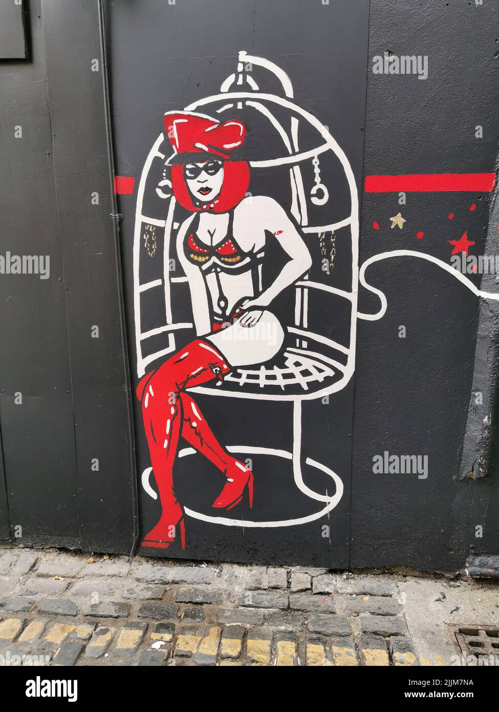 An artwork outside a gentleman's club on a side street in Dublin City, Ireland Stock Photo