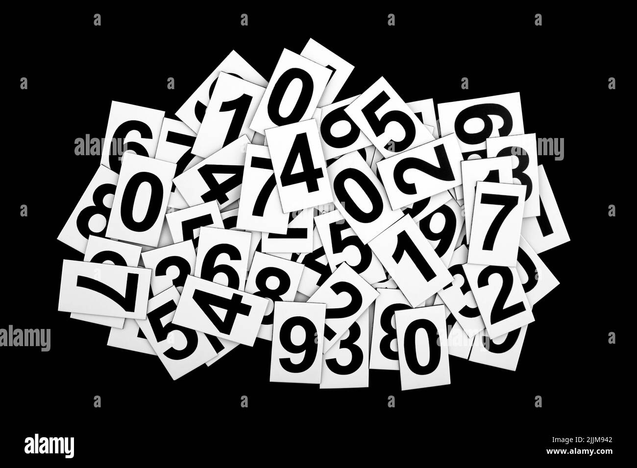 Abstract background with random numbers isolated on black background. Typography background composition. Stock Photo