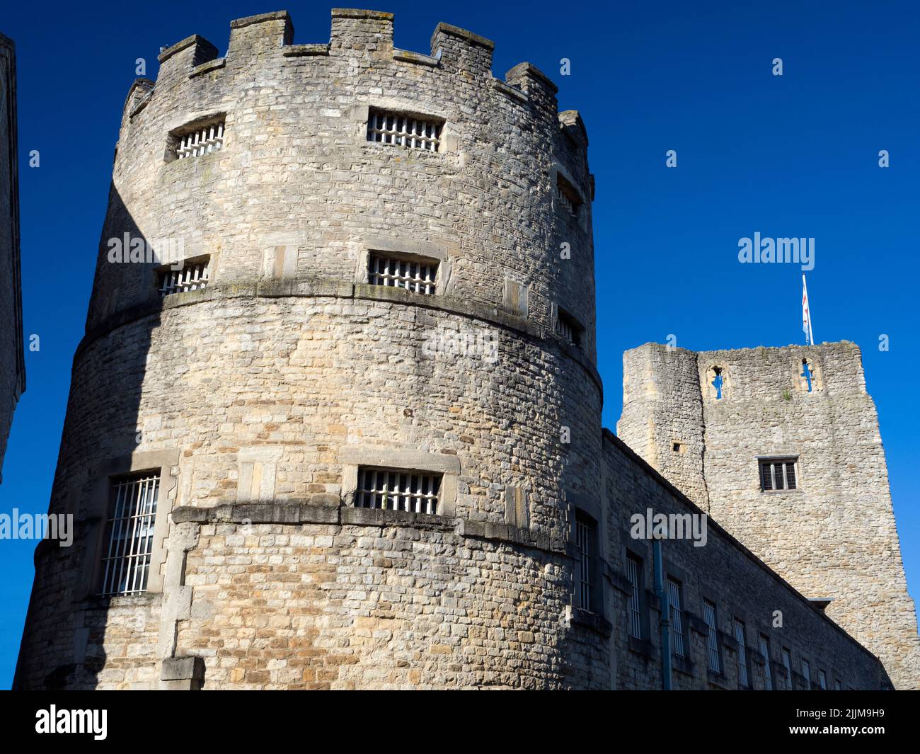 Oxford Castle is a mostly ruined medieval Norman castle in central Oxford It has a long and eventful history. Most of its original motte and bailey st Stock Photo