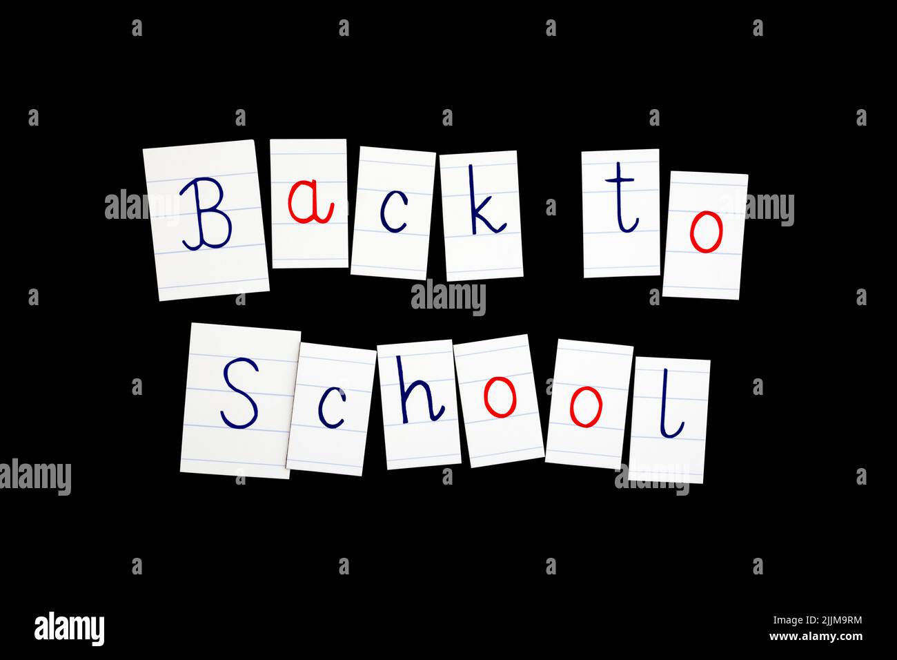 Back to school lettering inscription isolated on blackboard Stock Photo