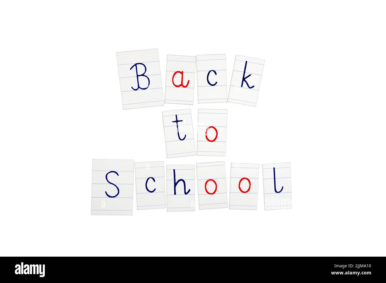 Back to school lettering inscription isolated on white background Stock Photo