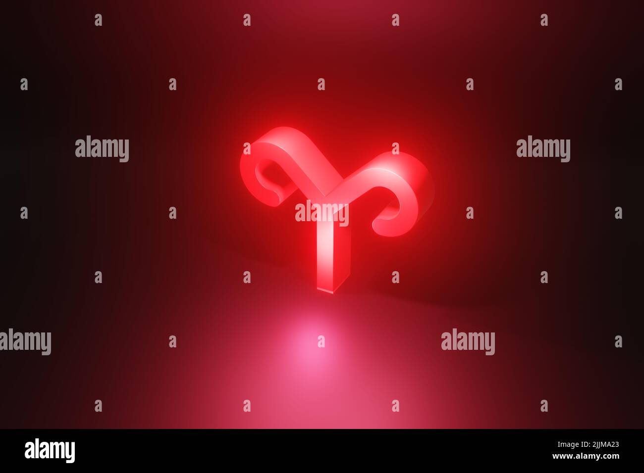 Aries red neon zodiac symbol, red neon glow horoscope sign 3D render ...