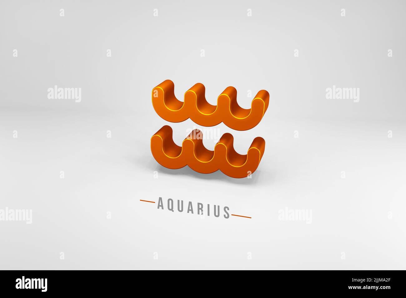 Aquarius golden zodiac sign, Golden zodiac sign Aquarius 3D rendering isolated on white background Stock Photo