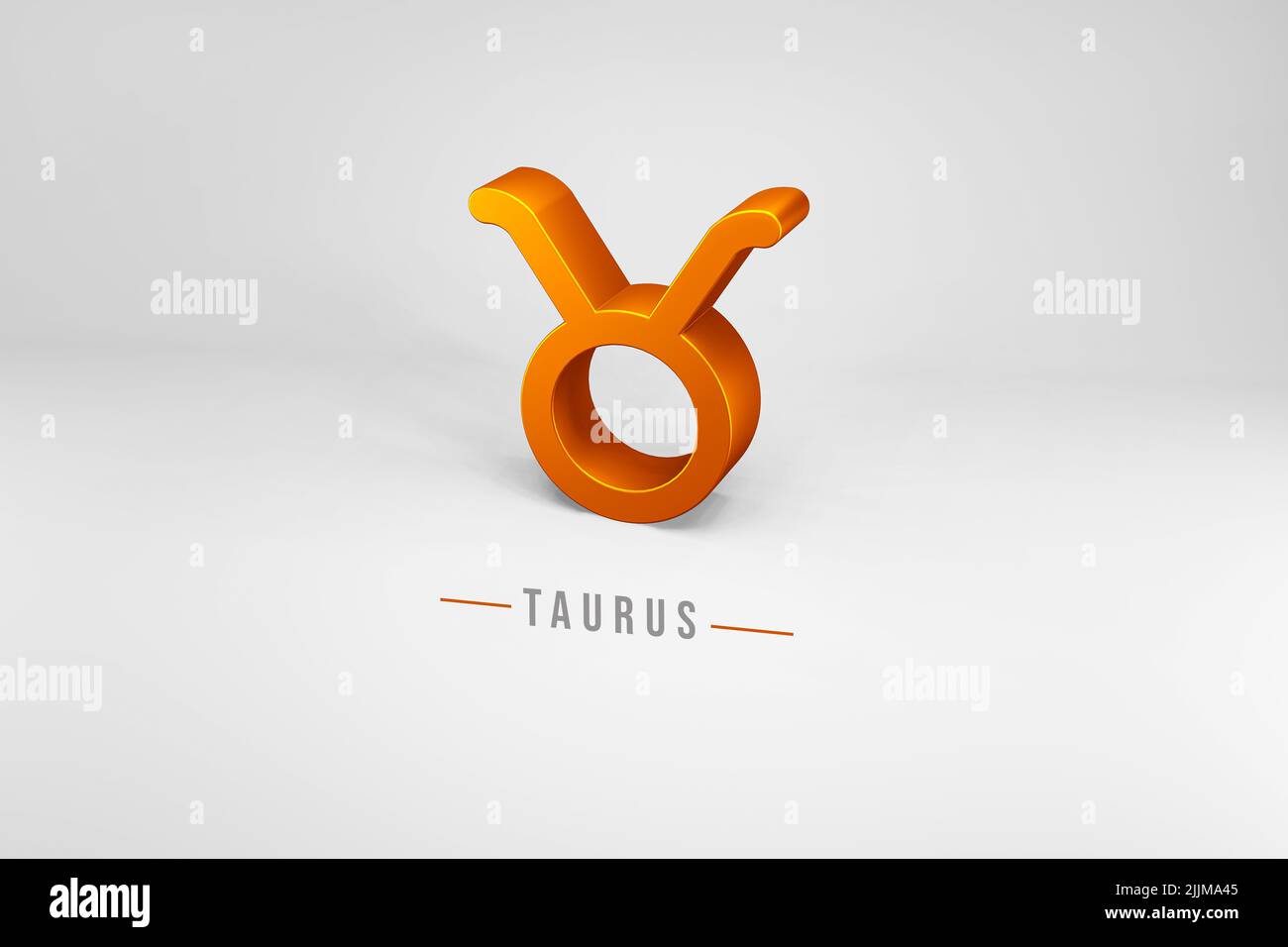 Taurus golden zodiac sign, Golden zodiac sign Taurus 3D rendering isolated on white background Stock Photo