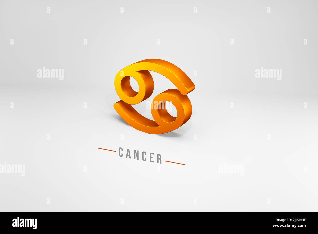 Cancer golden zodiac sign, Golden zodiac sign Cancer 3D rendering isolated on white background Stock Photo