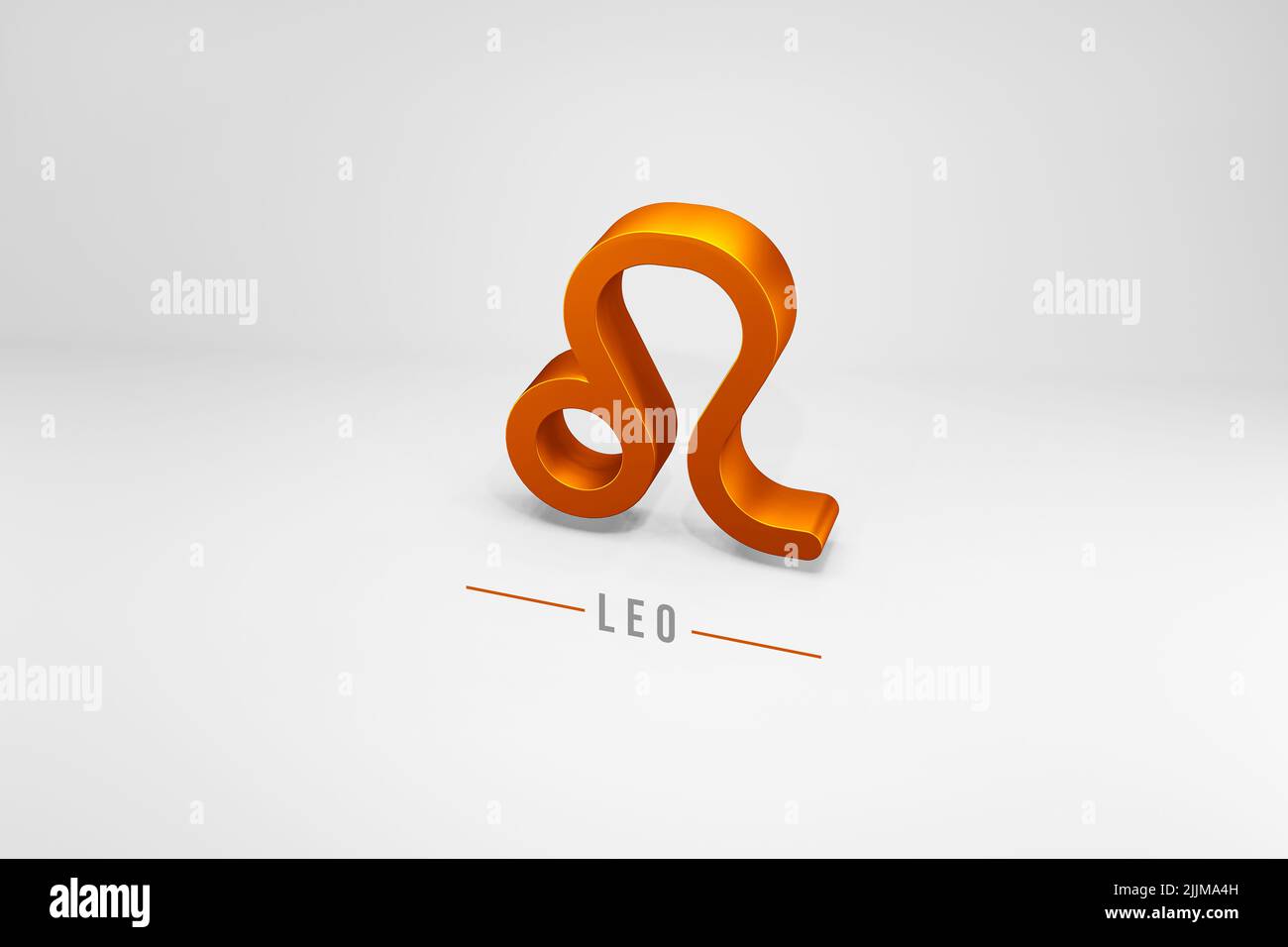 Leo golden zodiac sign, Golden zodiac sign Leo 3D rendering isolated on white background Stock Photo