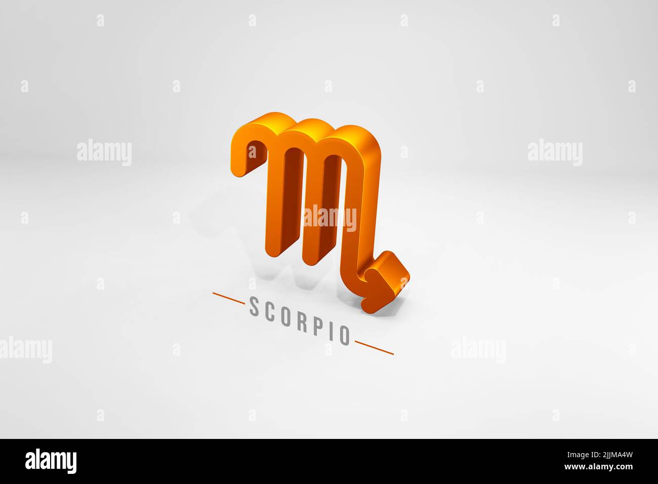 Scorpio golden zodiac sign, Golden zodiac sign Scorpio 3D rendering isolated on white background Stock Photo