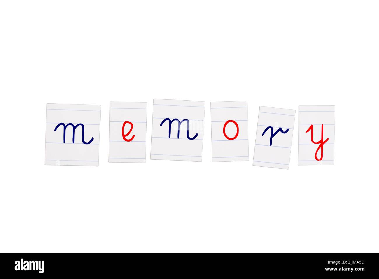 Memory lettering inscription isolated on white background Stock Photo