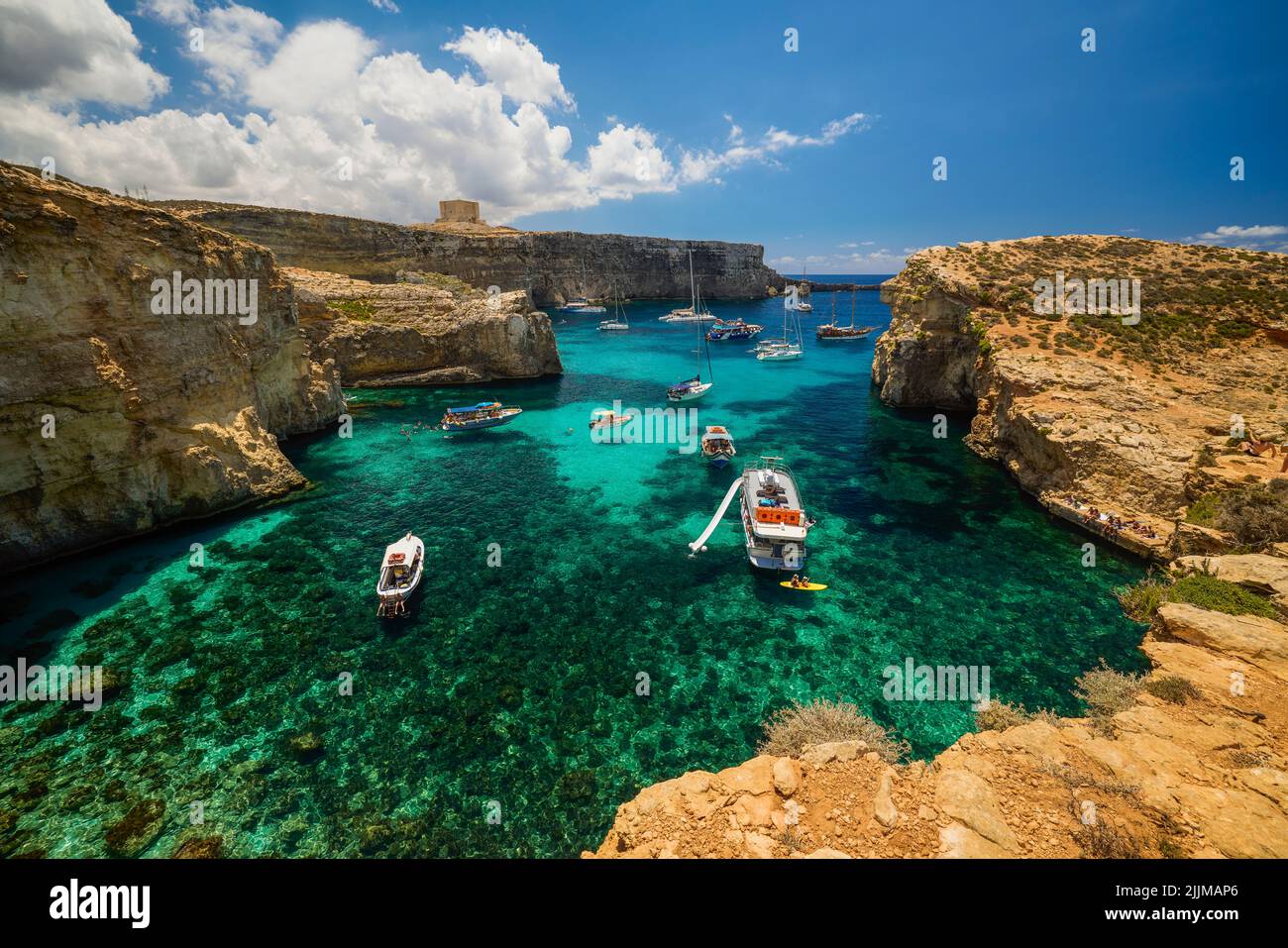 Comino, Malta 11 JUL 2022. Images of the Famous Blue Lagoon. Malta