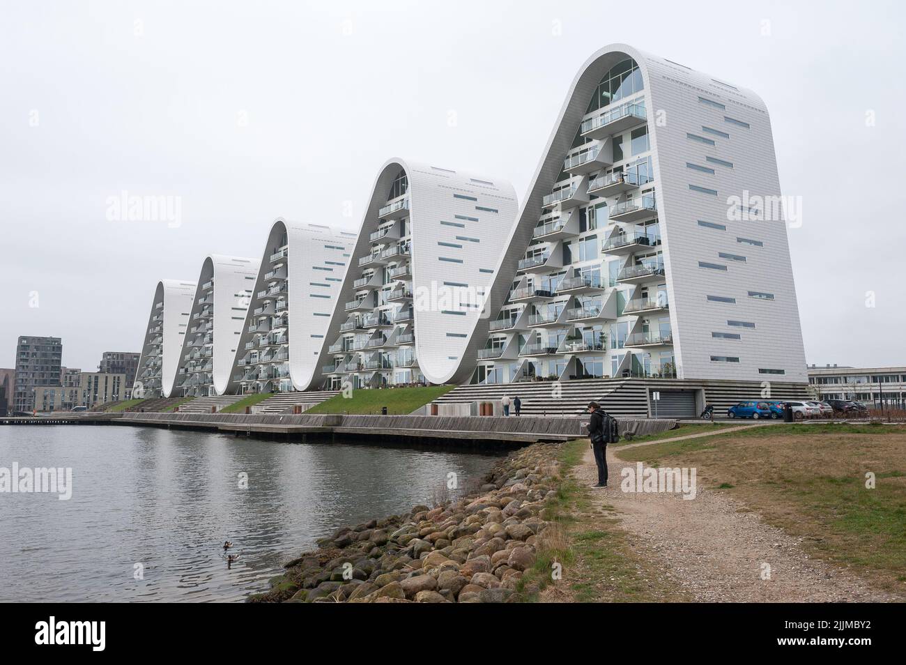 Bølgen, residential building complex in Vejle, Jutland Peninsula, Region of Southern Denmark Stock Photo