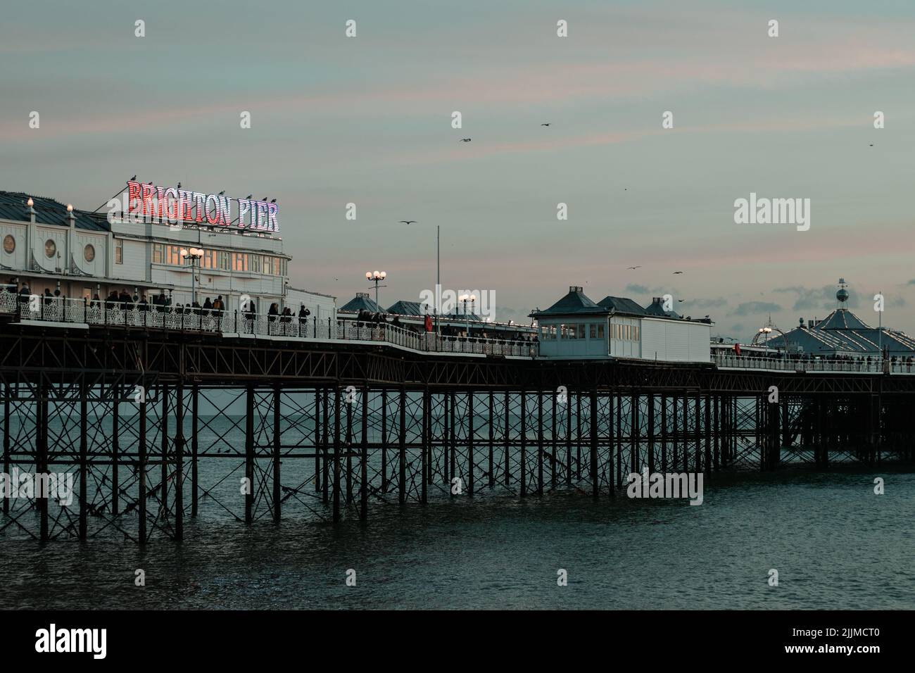 A perspective shot of a bridge in Brighton. Stock Photo