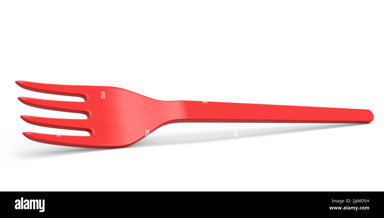Ecofriendly disposable utensils like fork on white background. 3d render concept of save the