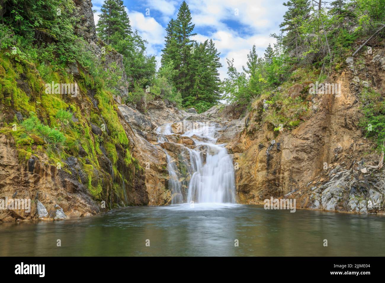 smith creek falls in lewis and clark national forest near augusta, montana Stock Photo
