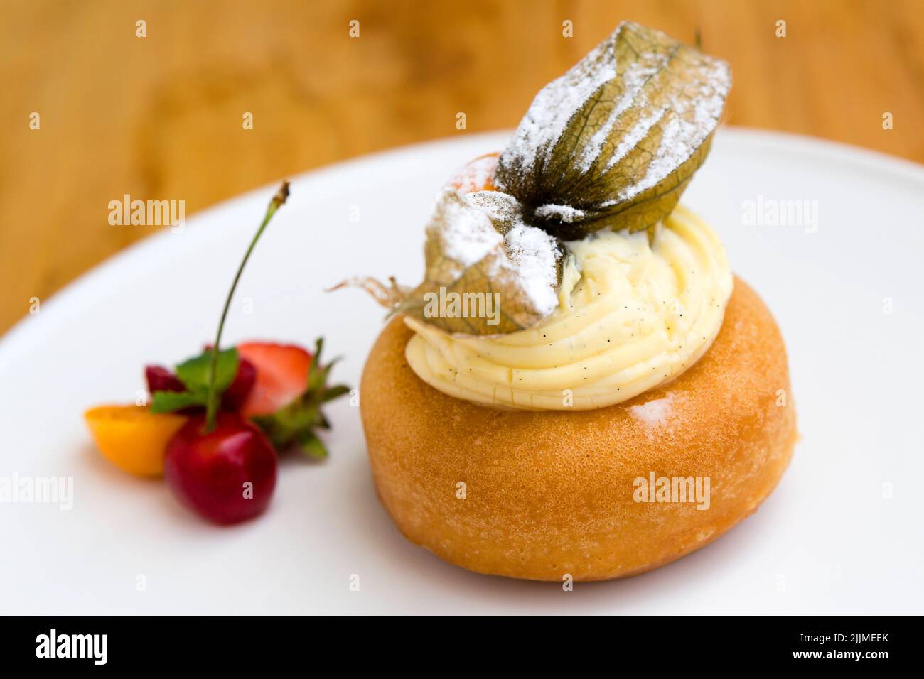 A rum baba or baba au rhum is a small yeast cake saturated in syrup