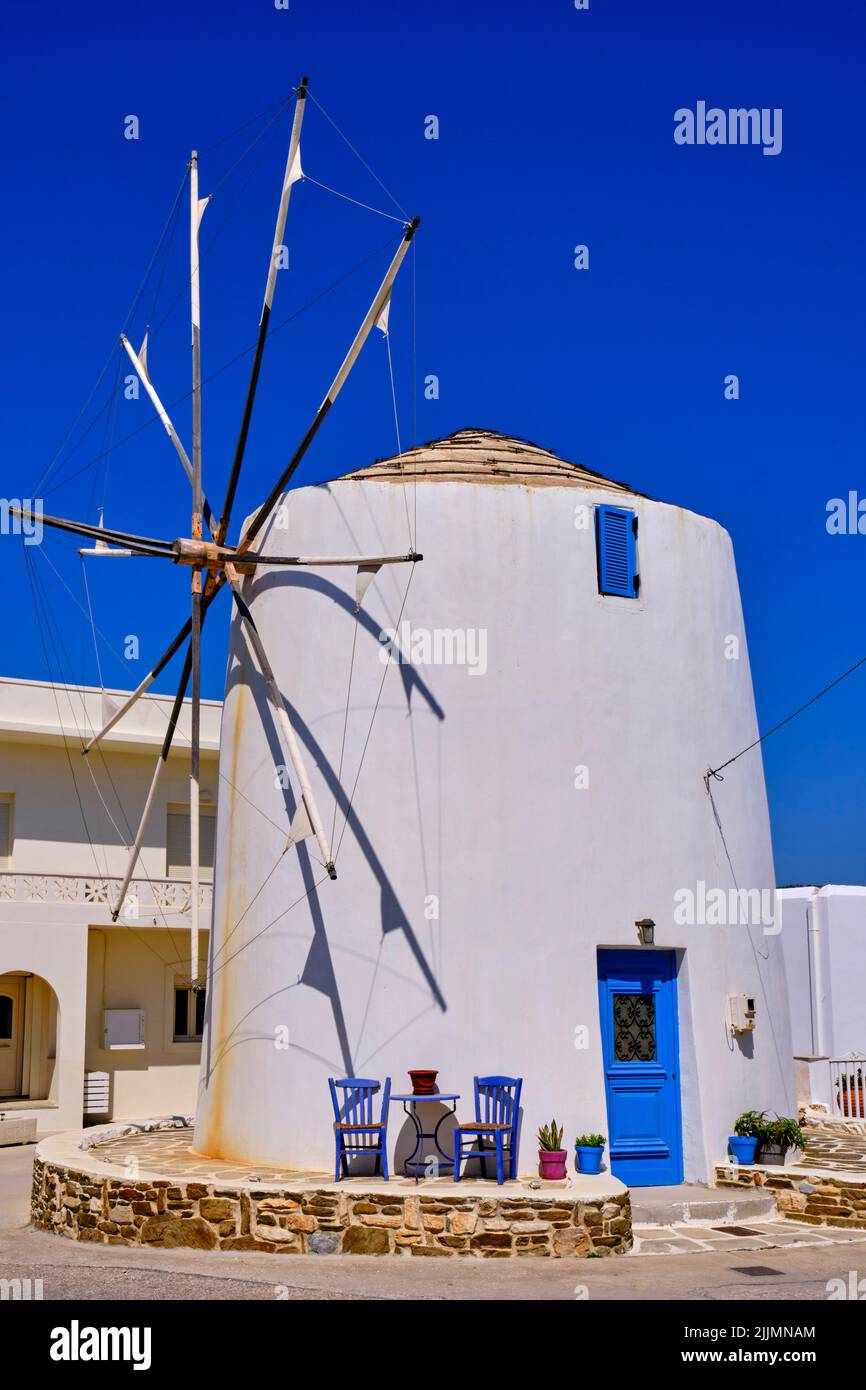 Greece, Cyclades, Paros island, Moulin au village de Marpissa Stock Photo