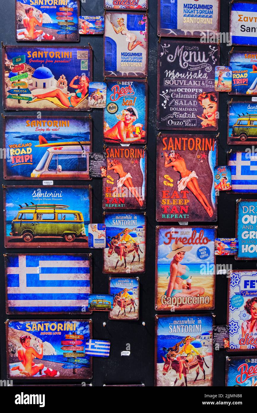 Greece, Cyclades, Santorini island, Thira village, souvenir shop Stock Photo