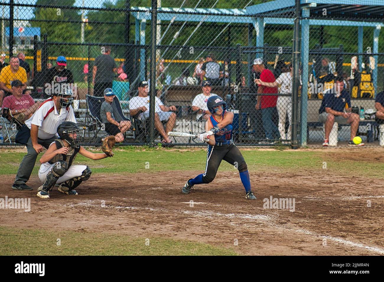The game of softball in Mason. The United States. Stock Photo