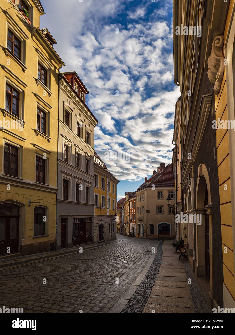 View to a historical street in Goerlitz, Germany. Stock Photo