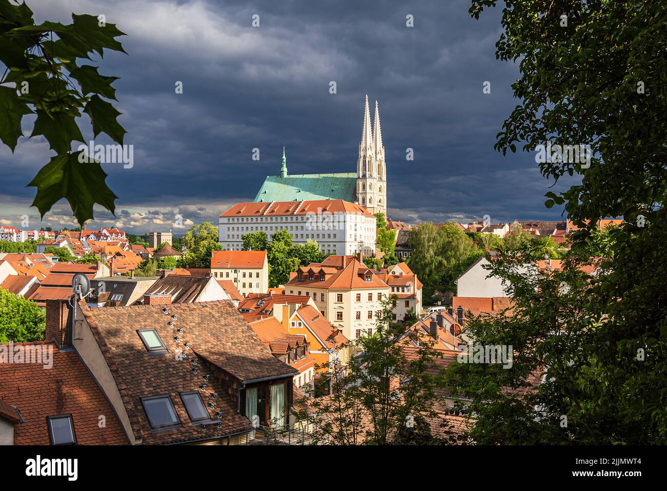 View to the church Peterskirche in Goerlitz, Germany. Stock Photo