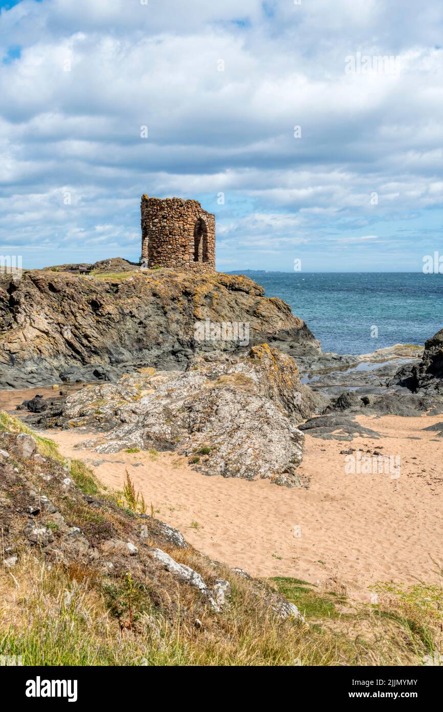 Lady's Tower at Elie Ness in the East Neuk of Fife, Scotland, was built in the late-18th century as a dressing room for Lady Anstruther when bathing. Stock Photo
