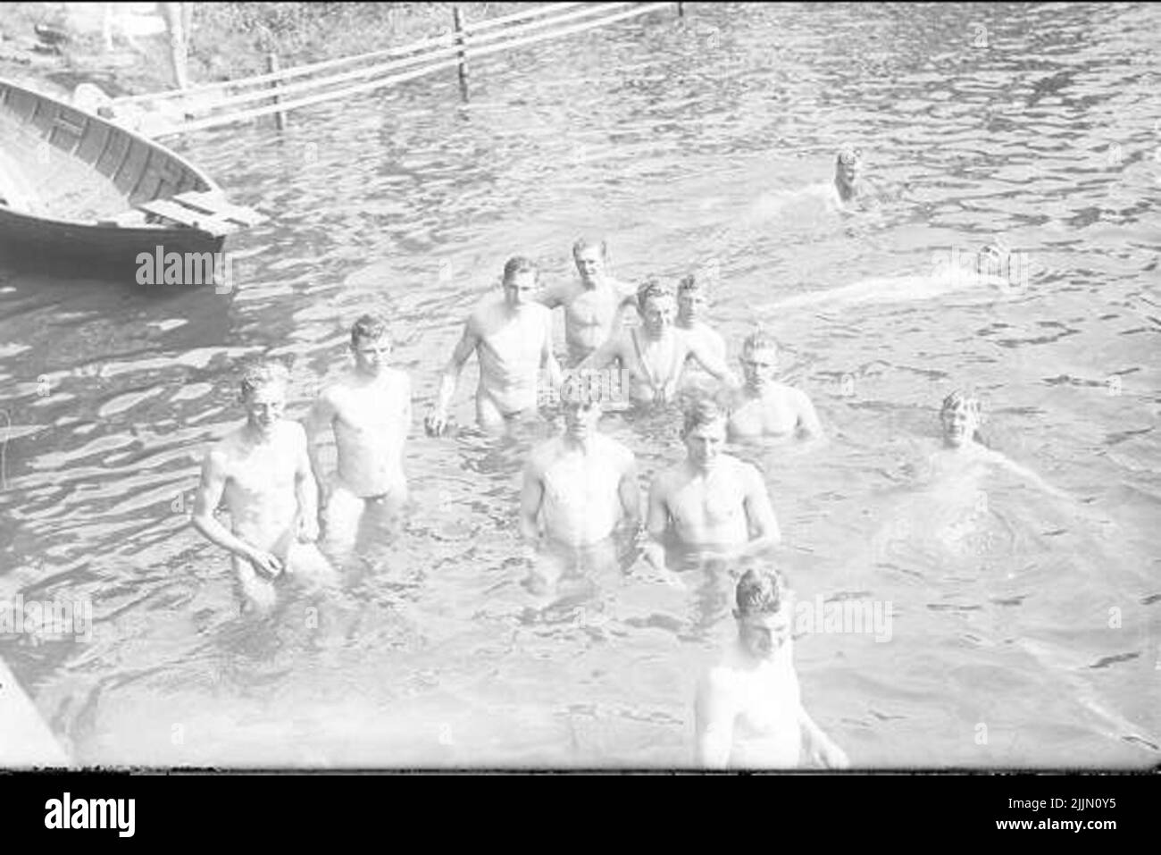 4. Squadron bath and swimming lessons in Lake Sjötorp. Stock Photo