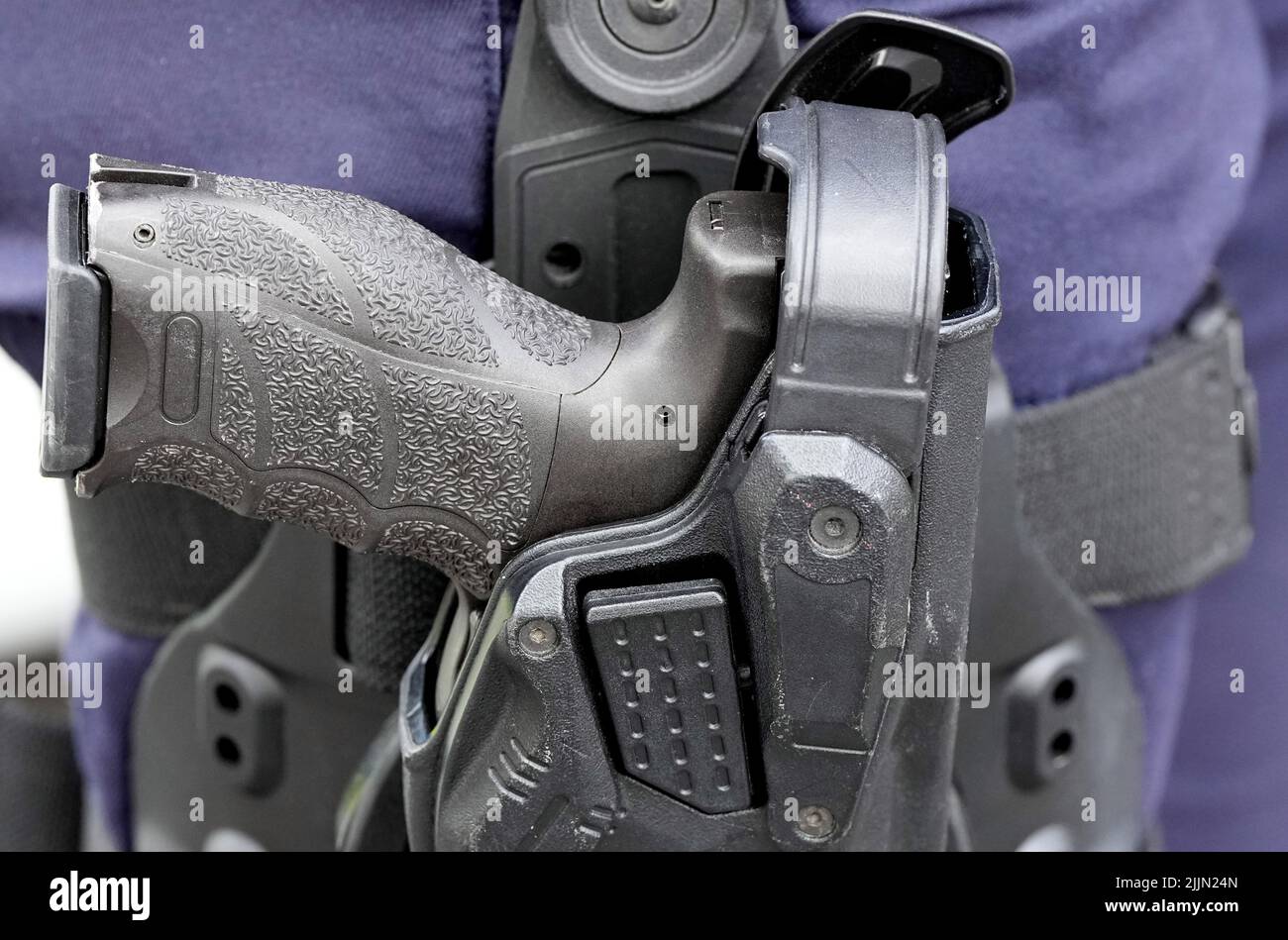 Potsdam, Germany. 27th July, 2022. Two police officers stand next to