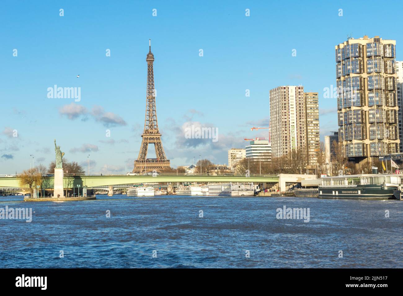 A view of the enchanting Eiffel Tower in the daytime in Paris. Stock Photo