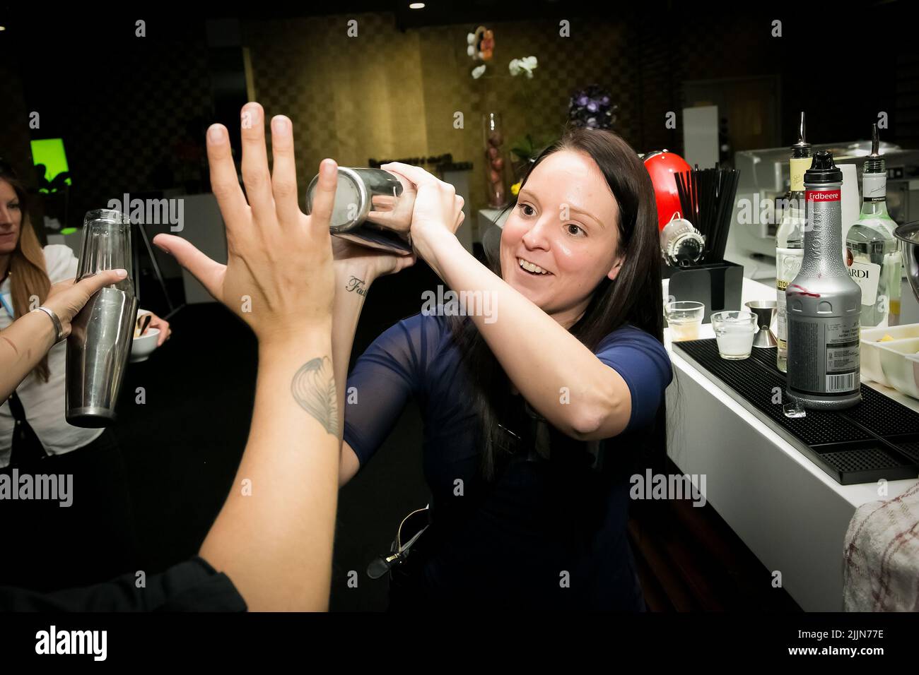 The Caucasian females at the Nescafe Dolce Gusto product launch event