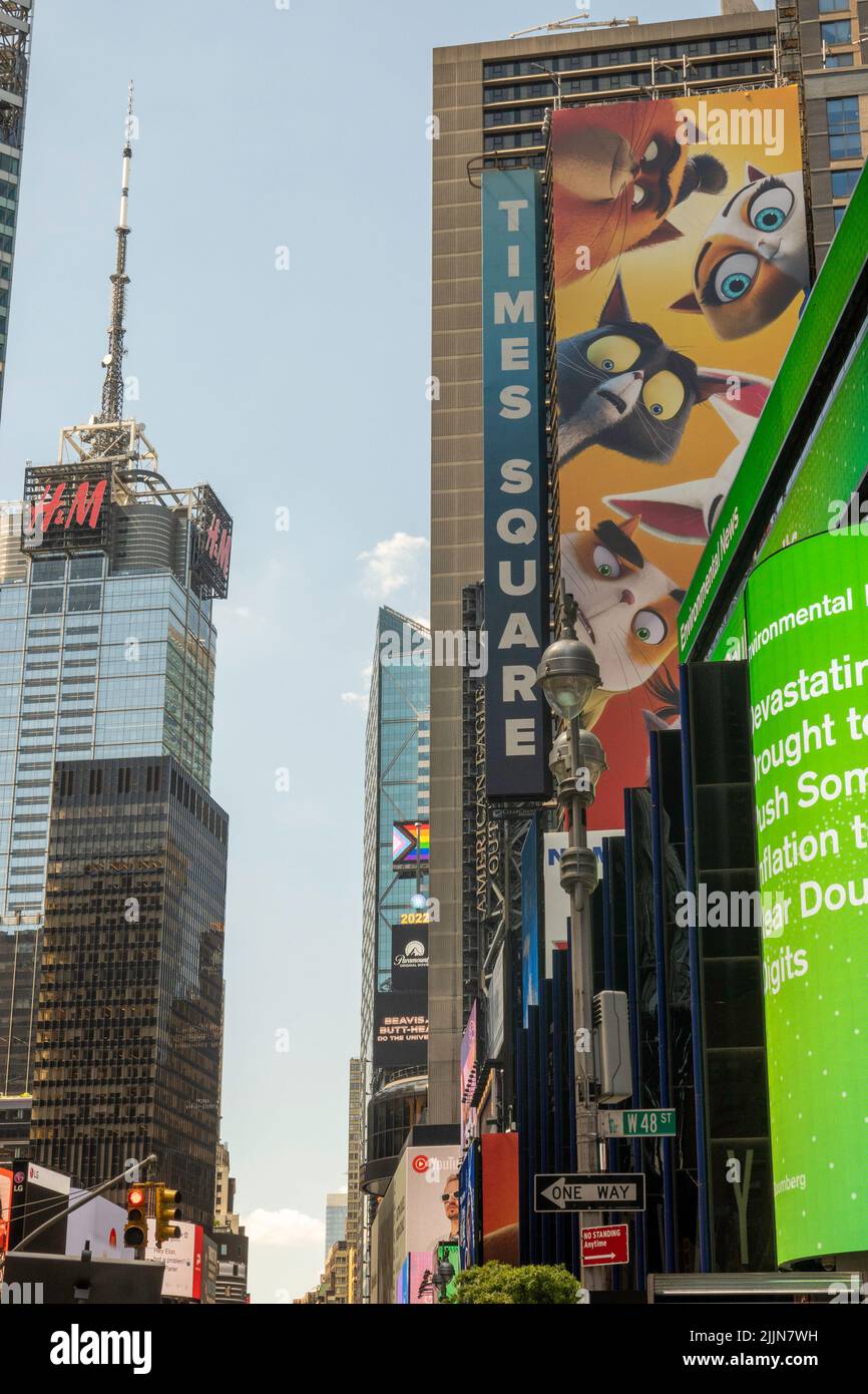 Times Square Billboard Looking into Times Square, 2022, NYC, USA Stock Photo