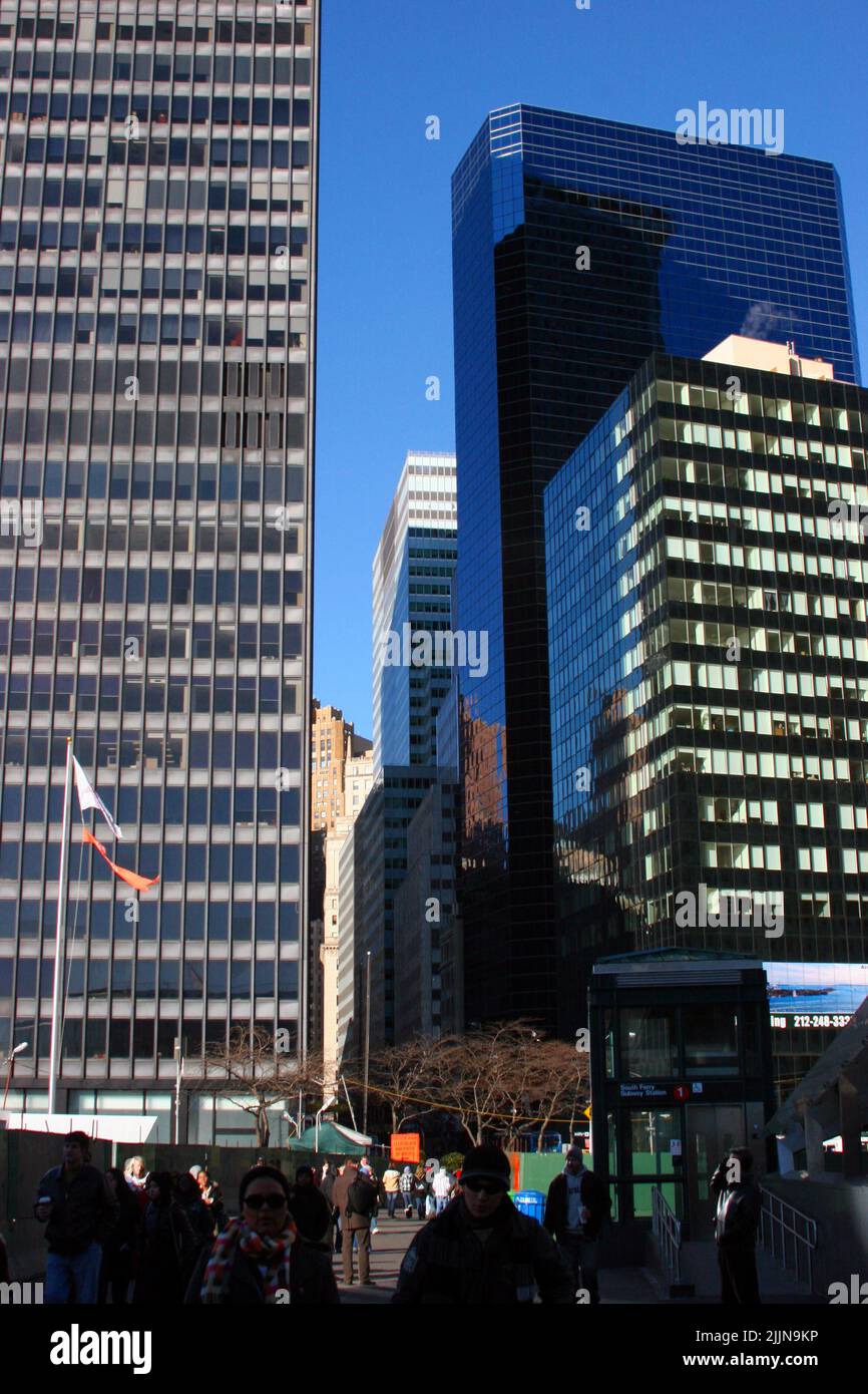 The vertical street  shot of New York city Stock Photo