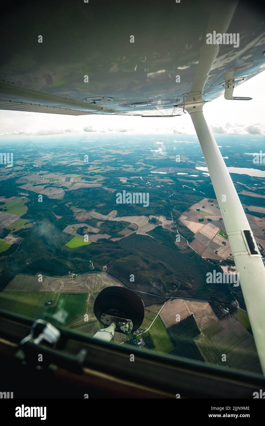 An aerial view of fields from a helicopter Stock Photo - Alamy