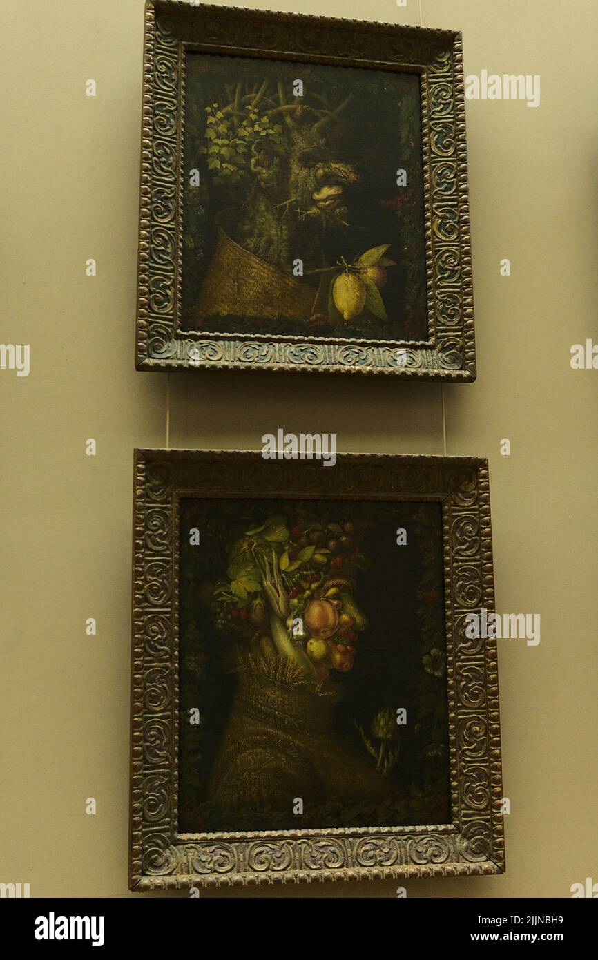 A vertical shot of the artwork Four Seasons by Giuseppe Arcimboldo ...