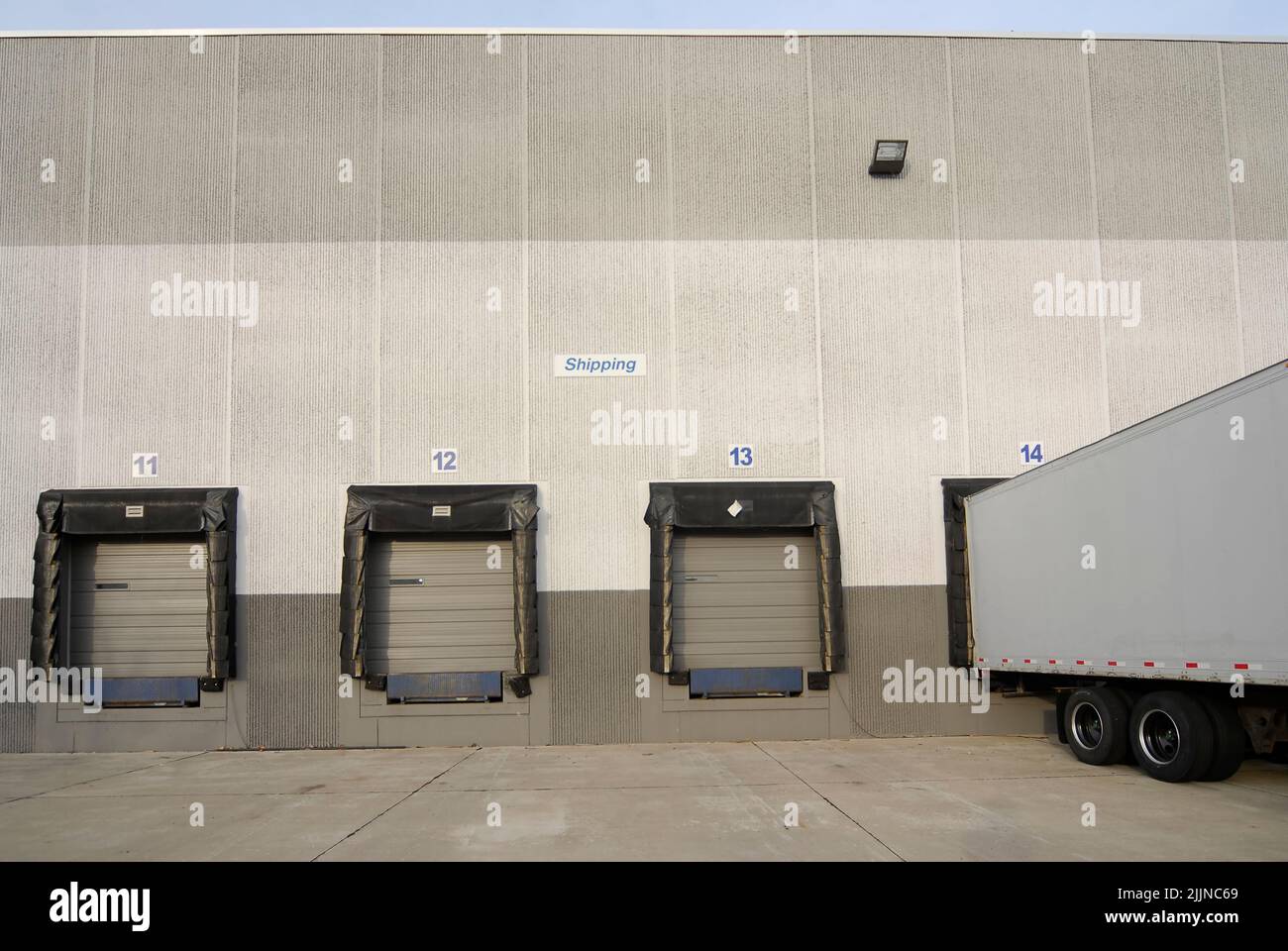 The Loading docks and trailer at a warehouse in Saint Louis, Missouri