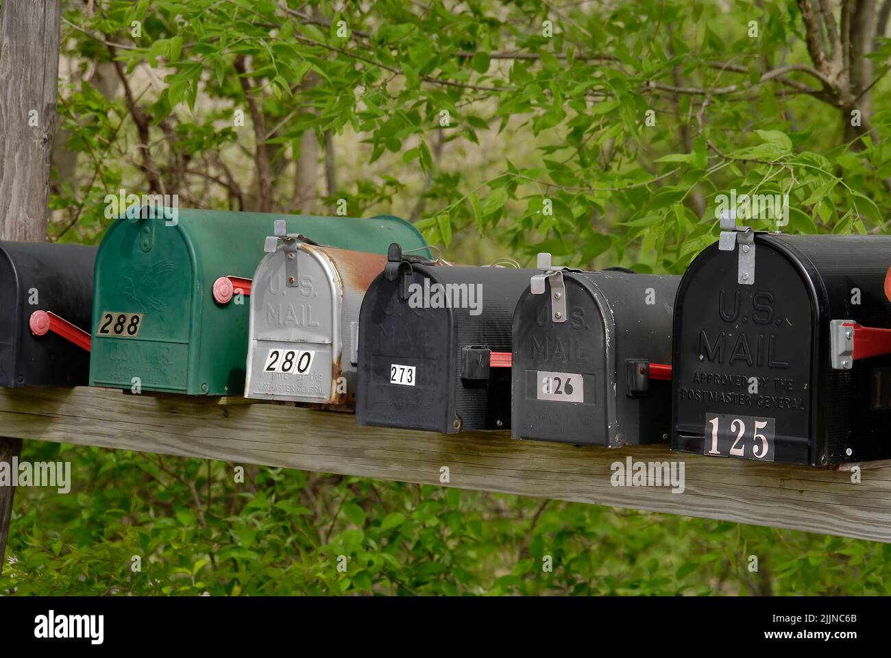 A row of mailboxes in a rural setting in Missouri, USA Stock Photo Alamy