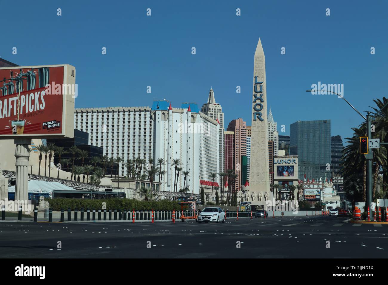 The landscape of Las Vegas Boulevard including Luxor monument sign in — free download