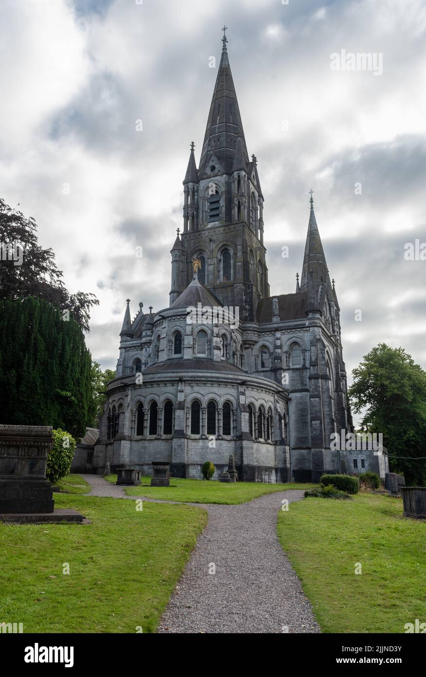 Saint fin barres Anglican cathedral in Cork Ireland in the evening Stock Photo