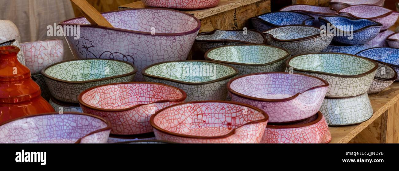 Typical dishes of the pottery of Jiménez de Jamuz. Leon, Spain Stock Photo