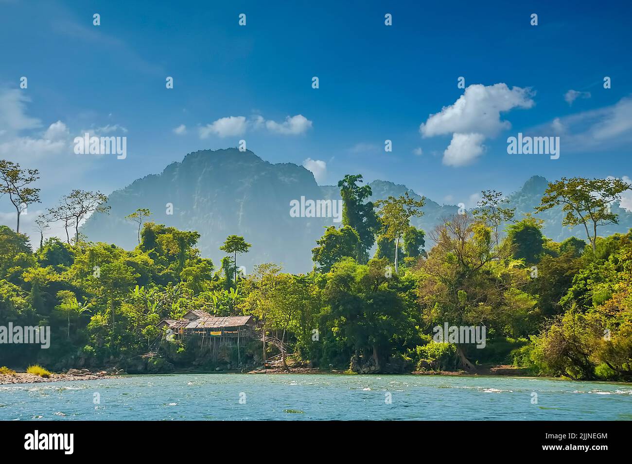 Beautiful landscape at the Nam Song River near Vang Vieng, Laos Stock Photo
