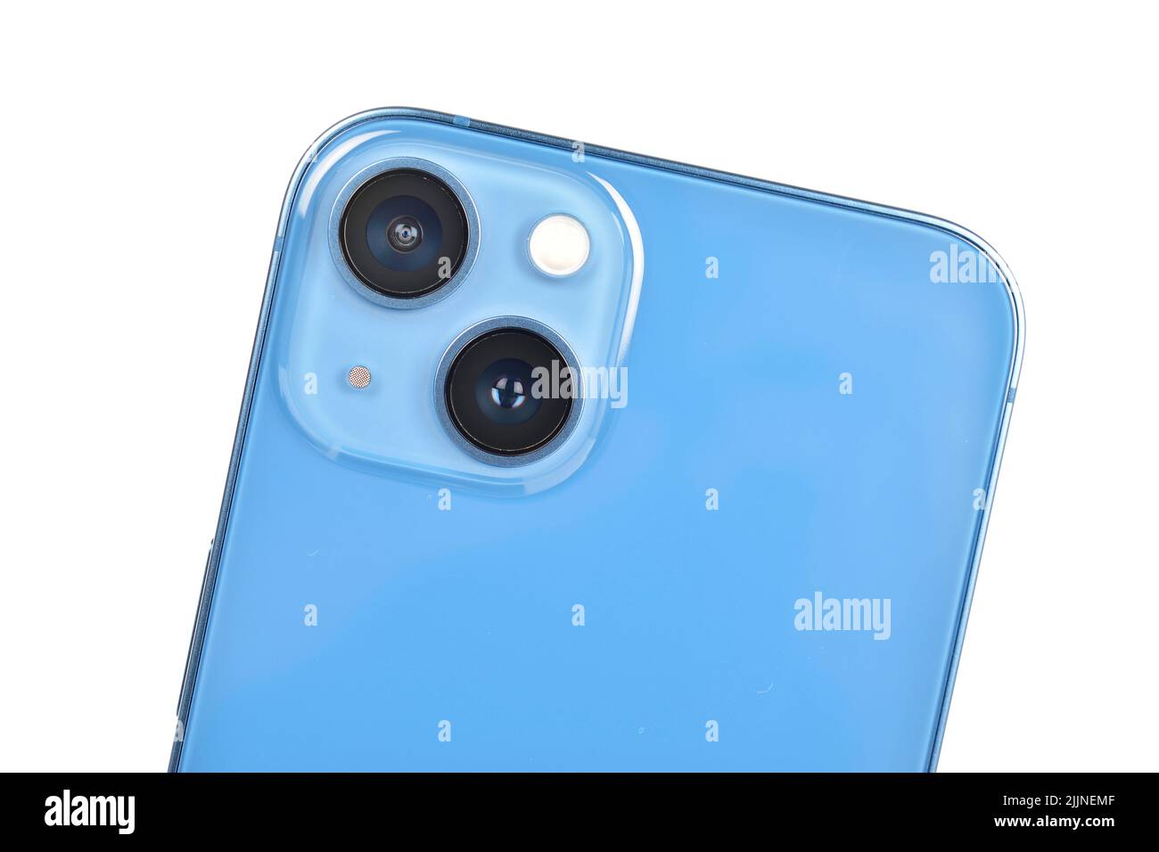 Closeup of iphone 13 camera isolated on white background with clipping