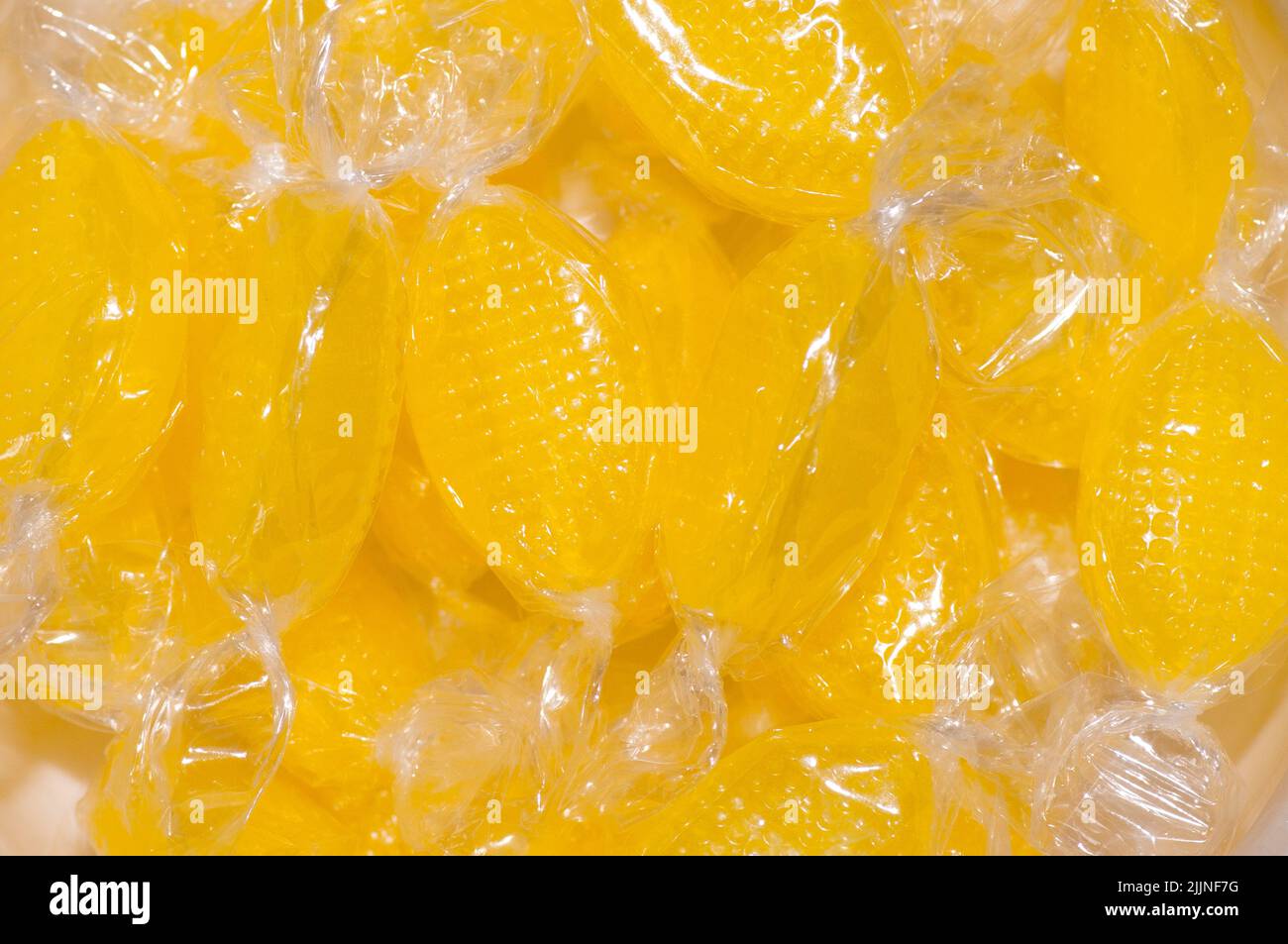 Retro Boiled Sweets Pile Quantity Wrapped Confectionary Lemon Sherbets Stock Photo