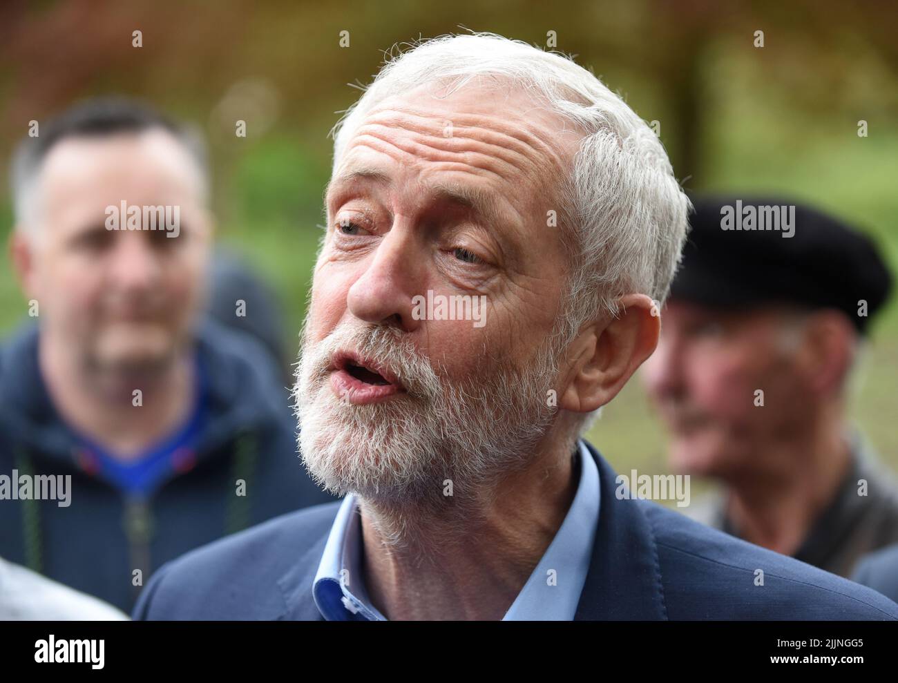 Labour Party leader Jeremy Corbyn celebrating the party's council election results with Telford & Wrekin Labour councillors and supporters. Labour gai Stock Photo