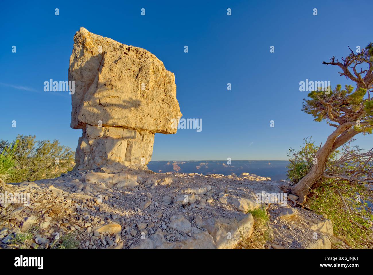 Mushroom Rock at sunrise, Shoshone Point, Grand Canyon National Park, Arizona, USA Stock Photo